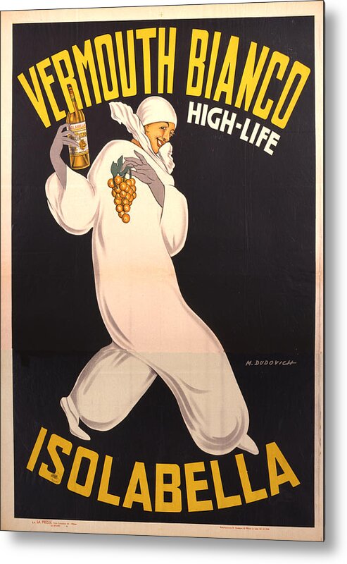 Vermouth Bianco Metal Print featuring the mixed media Vermouth Bianco Isolabella - Vintage Liquor Advertising Poster by Studio Grafiikka