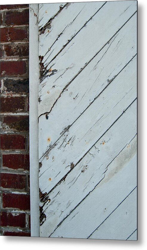 Barn Door Metal Print featuring the photograph Vintage Barn Door And Red Brick by Jani Freimann