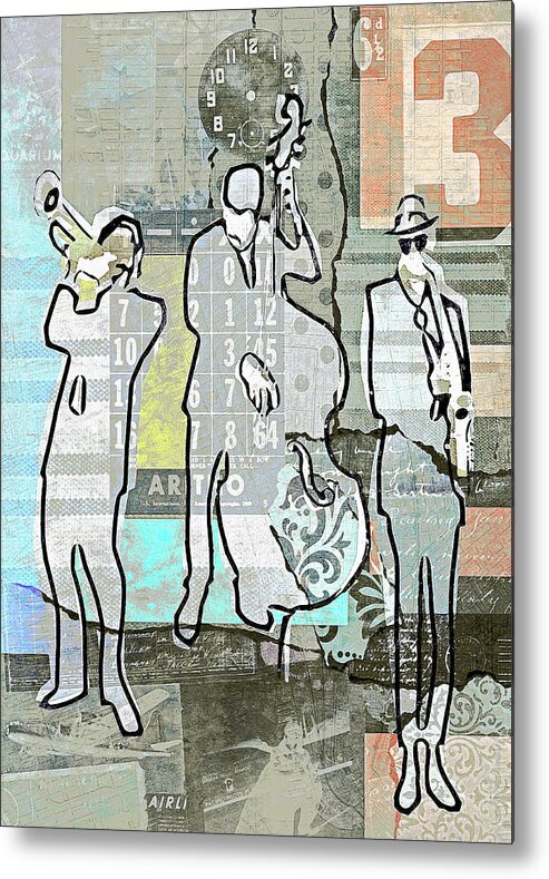 Vintage Metal Print featuring the digital art Vintage Jazz Trio by Regina Wyatt