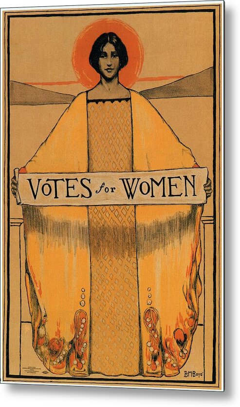 Votes For Women Metal Print featuring the mixed media Votes for Women - Vintage Propaganda Poster by Studio Grafiikka