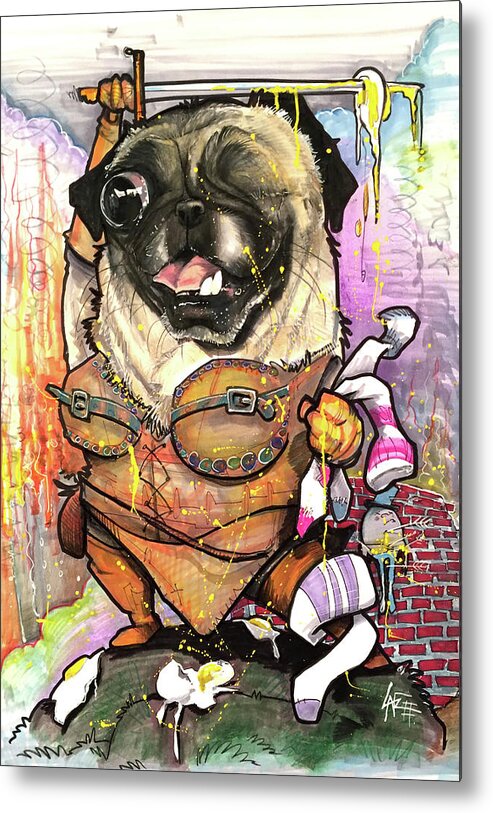 Pug Metal Print featuring the drawing Warrior Pug by John LaFree