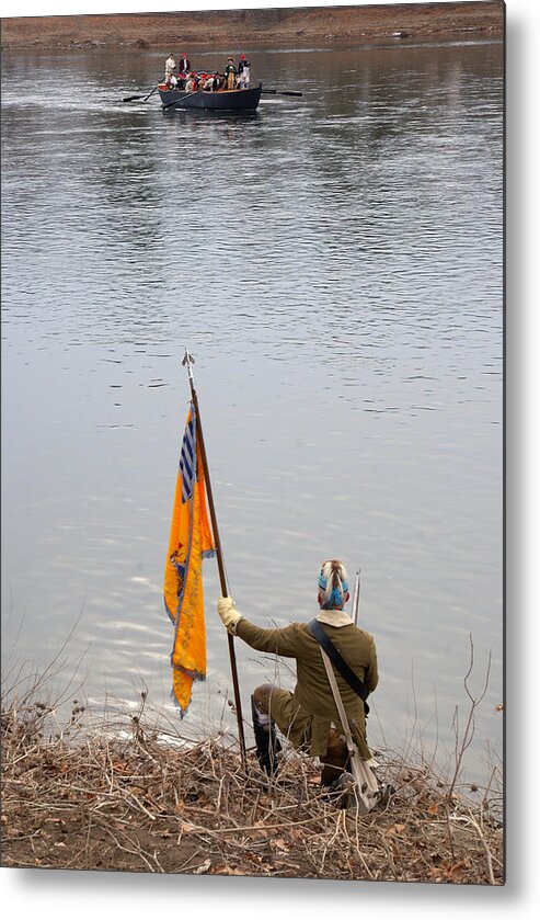 Revolutionary War Metal Print featuring the photograph Washington's Crossing-Guiding the Boats by Steven Richman