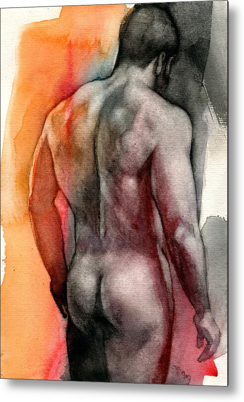 Male Metal Print featuring the painting Watercolor study 5 by Chris Lopez