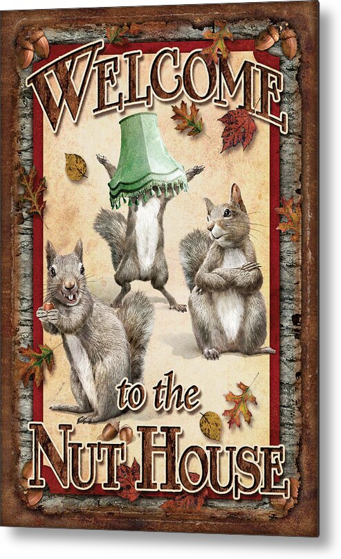 Wildlife Metal Print featuring the painting Welcome To The Nut House by JQ Licensing