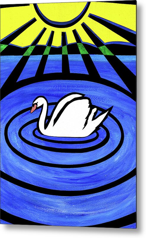 Swan Metal Print featuring the mixed media White Swan by Roseanne Jones