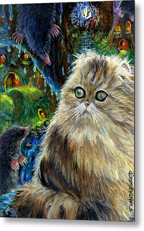 Cat Metal Print featuring the painting Who Let the Cat In by Jacquelin L Vanderwood Westerman
