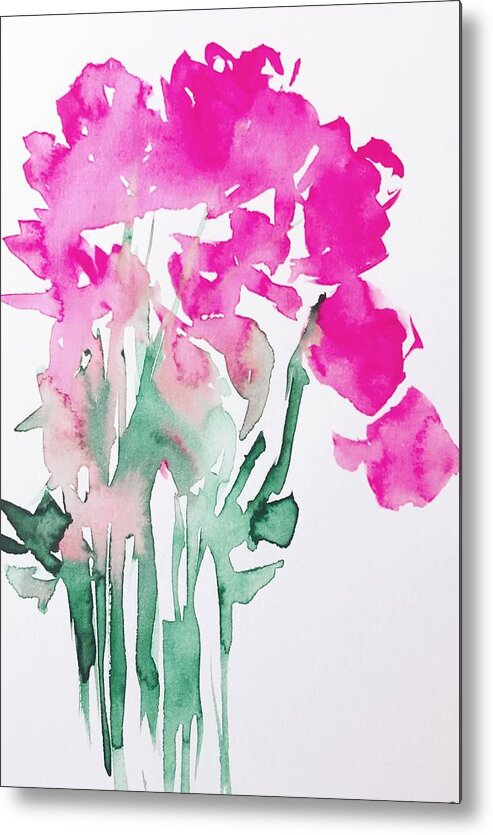 Flower Metal Print featuring the painting Wild Pink Flowers by Britta Zehm