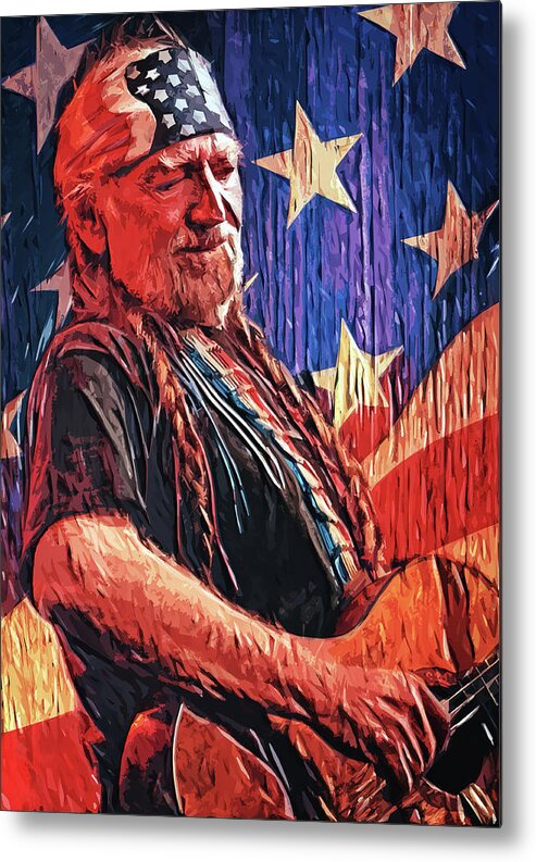 Willie Nelson Metal Print featuring the digital art Willie Nelson by Zapista OU