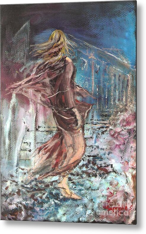 Figures Metal Print featuring the painting Wind by Sinisa Saratlic