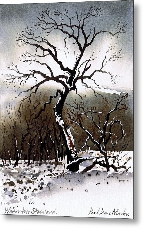 Winter Tree Metal Print featuring the painting Winter Tree Stainland by Paul Dene Marlor