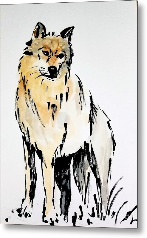  Metal Print featuring the painting Wolf by Maria Langgle