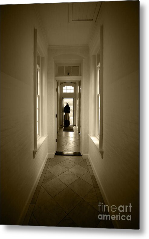 Door Metal Print featuring the photograph Woman at the Door by Timothy Johnson