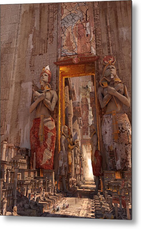 Landscape Metal Print featuring the digital art Wonders Door To The Luxor by Te Hu