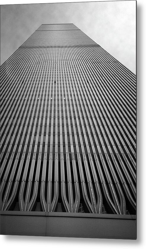 Lower Manhattan Metal Print featuring the photograph World Trade Center NYC Base of the South Tower 1985 by Kathy Anselmo