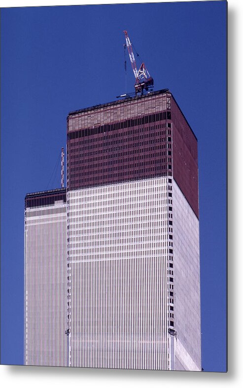 New York City Metal Print featuring the photograph World Trade Center under construction by Paul Ross