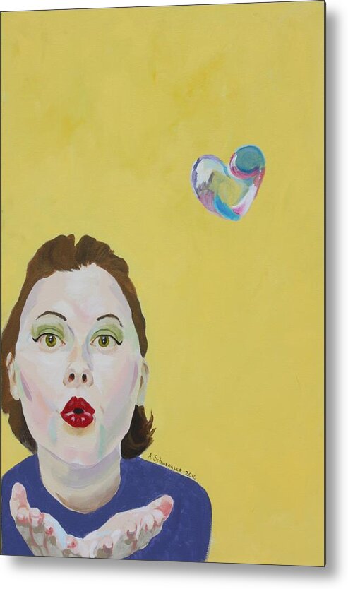Yellow Metal Print featuring the painting You Are Loved by Angela Schwengler