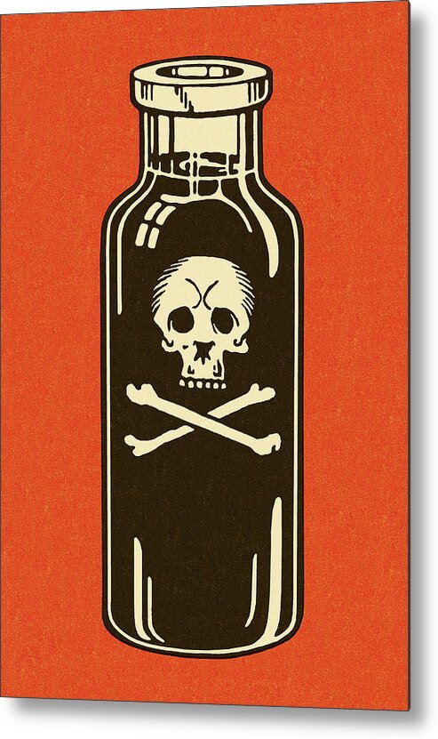 Bottle Metal Print featuring the drawing Bottle of Poison #1 by CSA Images