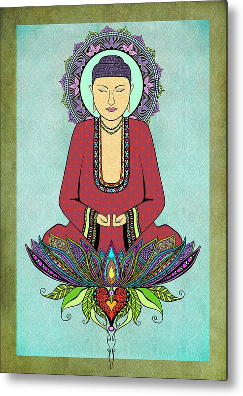 Electric Buddha Metal Print featuring the mixed media Electric Buddha #1 by Tammy Wetzel