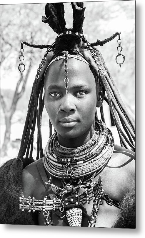 Portrait Metal Print featuring the photograph Himba Girl #1 by Mache Del Campo