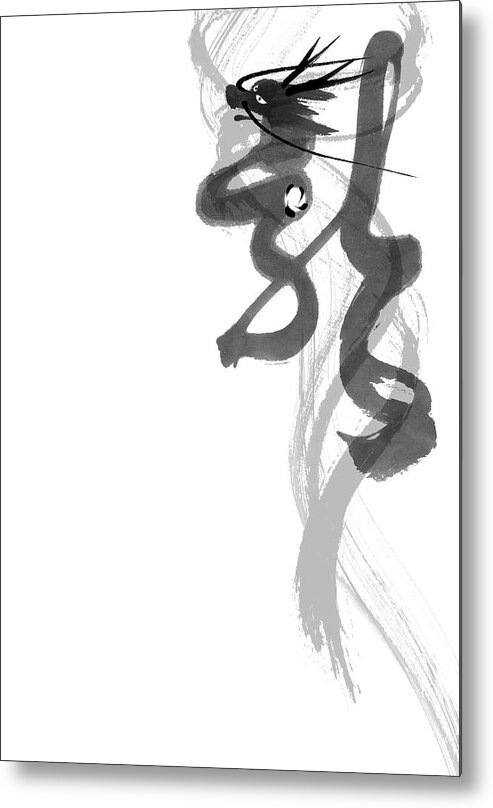 Chinese Culture Metal Print featuring the digital art Japanese Script Dragon Turned Into A #1 by Norio Sato/a.collectionrf