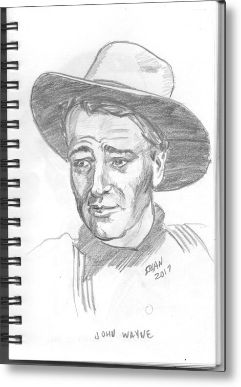John Wayne Metal Print featuring the drawing John Wayne #1 by Bryan Bustard