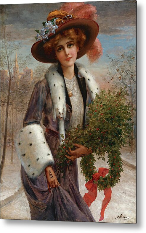 Emile Vernon Metal Print featuring the painting Season's Greetings #2 by Emile Vernon