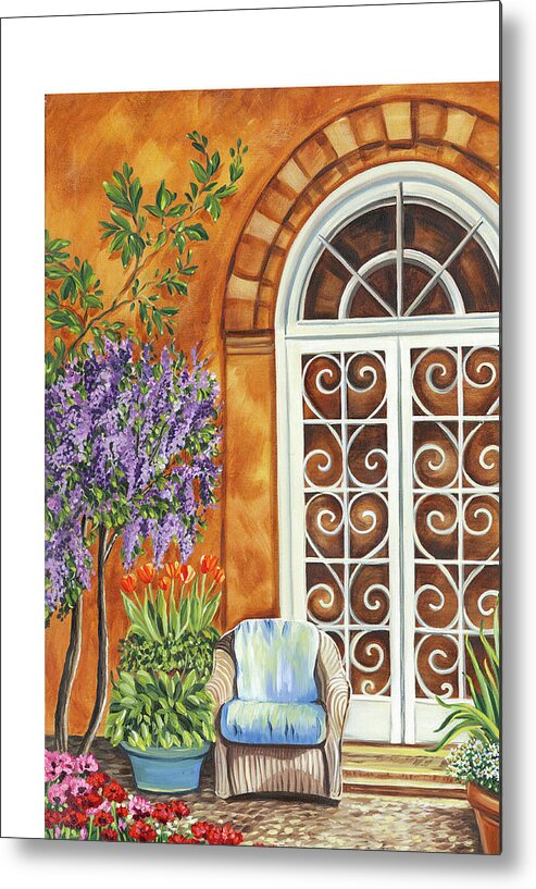 Architecture Metal Print featuring the painting Tuscan Veranda I #1 by Carolee Vitaletti