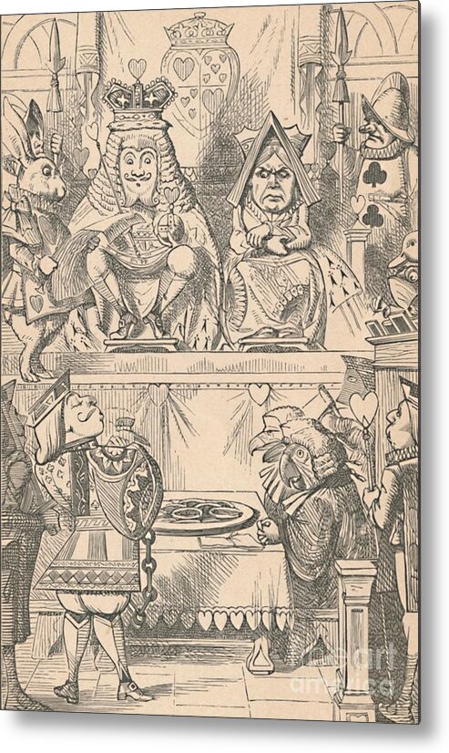1880-1889 Metal Print featuring the drawing The King And Queen Of Hearts In Court #2 by Print Collector