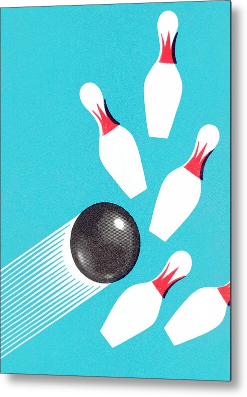 Activity Metal Print featuring the drawing Bowling #4 by CSA Images