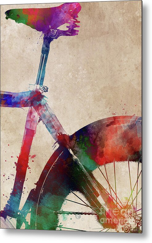 Cycling Metal Print featuring the digital art Cycling Bike sport art #5 by Justyna Jaszke JBJart