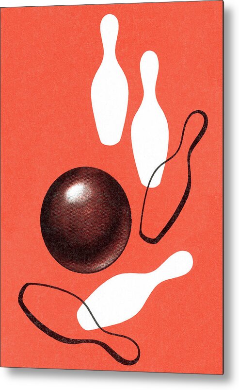 Activity Metal Print featuring the drawing Bowling #7 by CSA Images