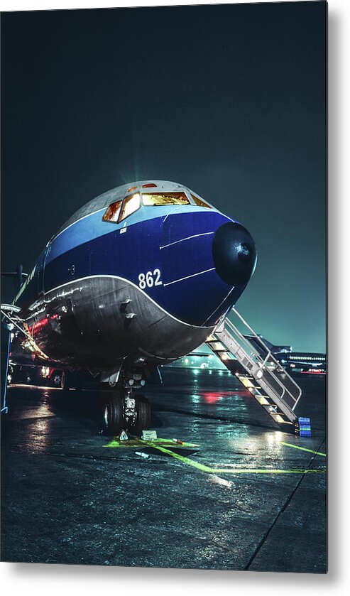 Eastern Airlines Metal Print featuring the photograph A Rainy Night in Georgia - Eastern Boeing 727 by Erik Simonsen