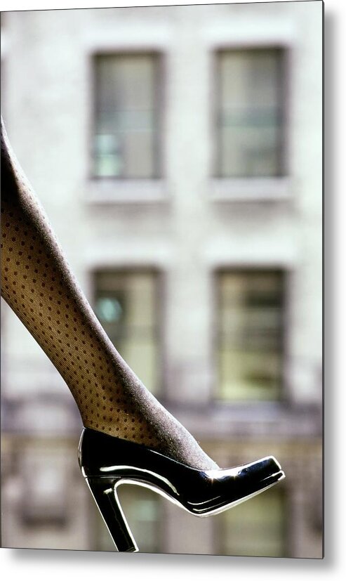#new2022vogue Metal Print featuring the photograph A Yves Saint Laurent Patent Leather Pump by Bob Stone