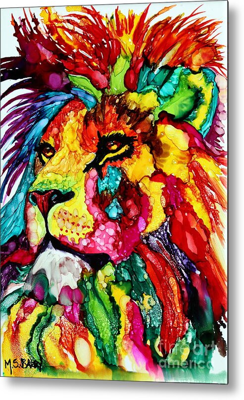 Lion Metal Print featuring the painting Aslan by Maria Barry