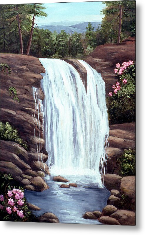 Blue Ridge Waterfall Metal Print featuring the painting Blue Ridge Waterfall by Arie Reinhardt Taylor
