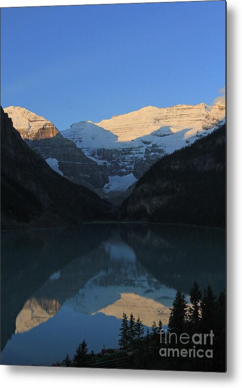 Blue Metal Print featuring the photograph Blue Sky at lake Louise by Paula Guttilla