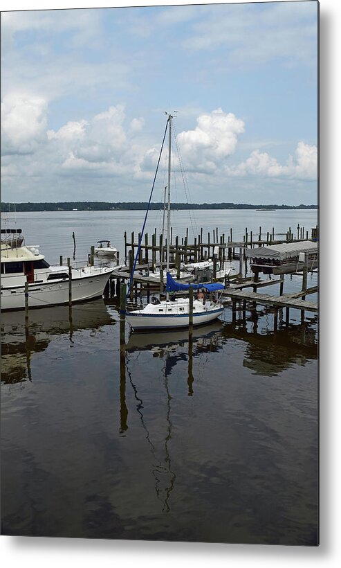 Boat Metal Print featuring the photograph Boat in Harbor by Karen Harrison Brown