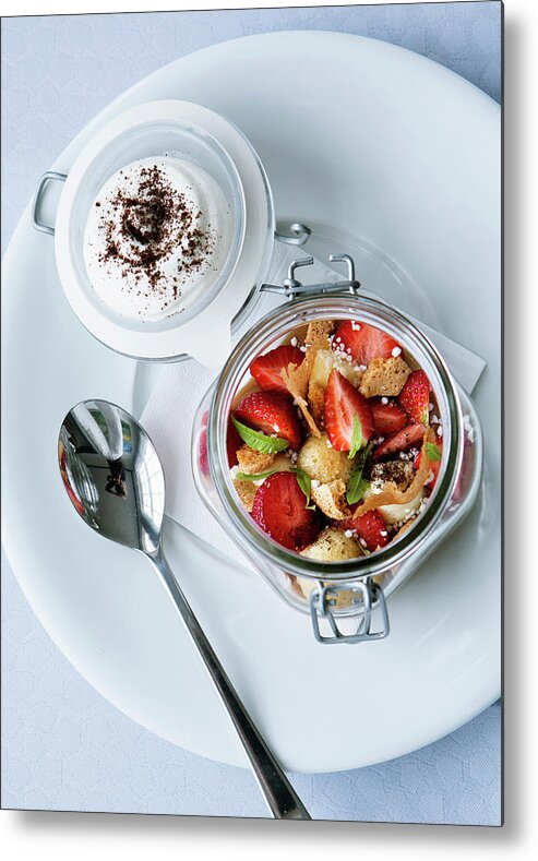 Spoon Metal Print featuring the photograph Bowl Of Fruit Salad by Line Klein