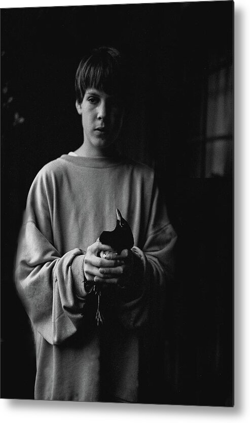 Bird Metal Print featuring the photograph Boy With A Bird by Anders Ludvigson