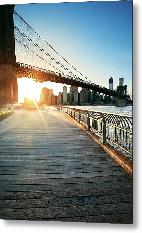 Scenics Metal Print featuring the photograph Brooklyn Bridge by Cactusoup