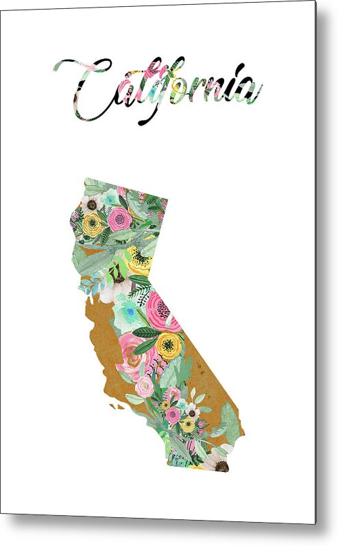 California Collage Metal Print featuring the mixed media California by Claudia Schoen