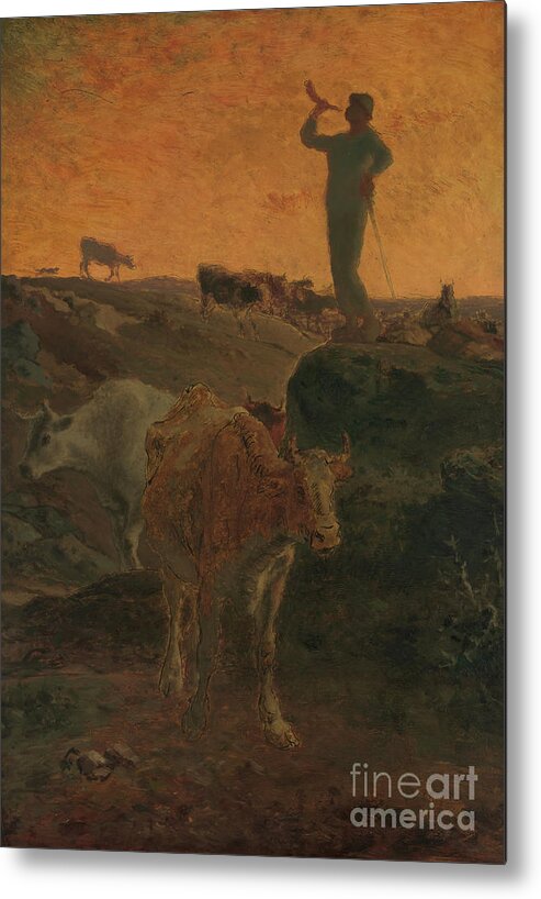Oil Painting Metal Print featuring the drawing Calling The Cows Home by Heritage Images