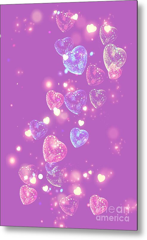 Hearts Metal Print featuring the digital art Candy Hearts by Rachel Hannah