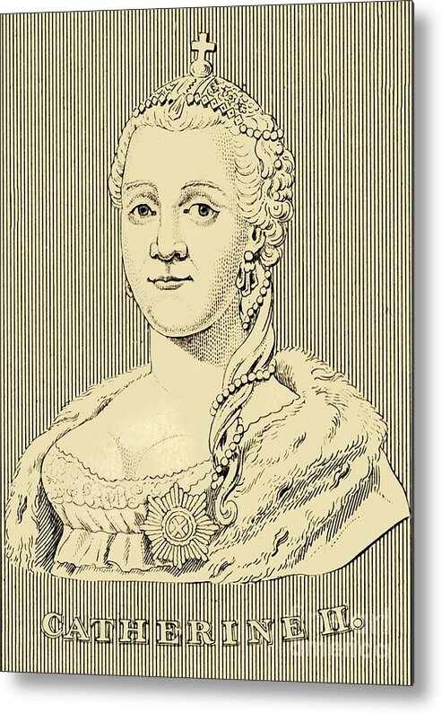 Engraving Metal Print featuring the drawing Catherine II by Print Collector