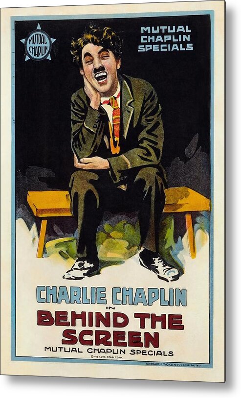 Charles Chaplin Metal Print featuring the photograph CHARLIE CHAPLIN in BEHIND THE SCREEN -1916-. by Album