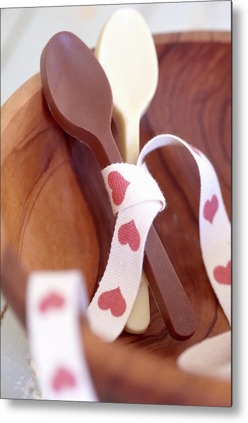 Holiday Metal Print featuring the photograph Chocolate Spoons Tied With Ribbon by Luka