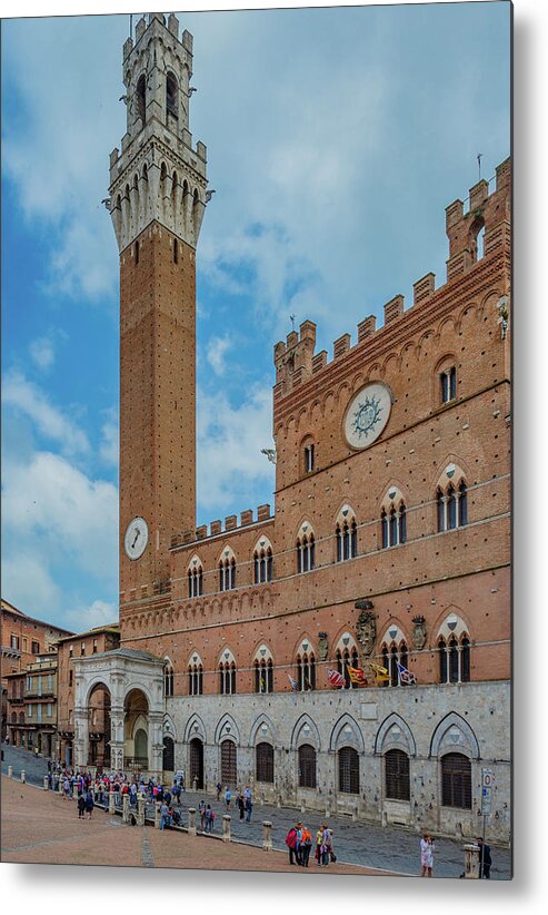 Siena Metal Print featuring the photograph Clock Tower of Piazza del Campo by Marcy Wielfaert