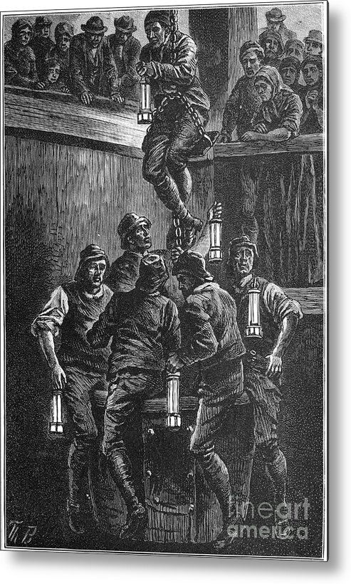 Engraving Metal Print featuring the drawing Coal Mining Accident, Seaham Colliery by Print Collector
