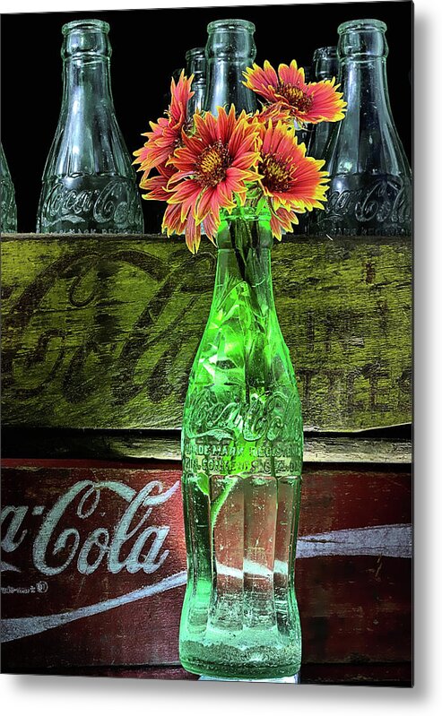 Coke Metal Print featuring the photograph Coke and Indian Blanket Still Life by JC Findley