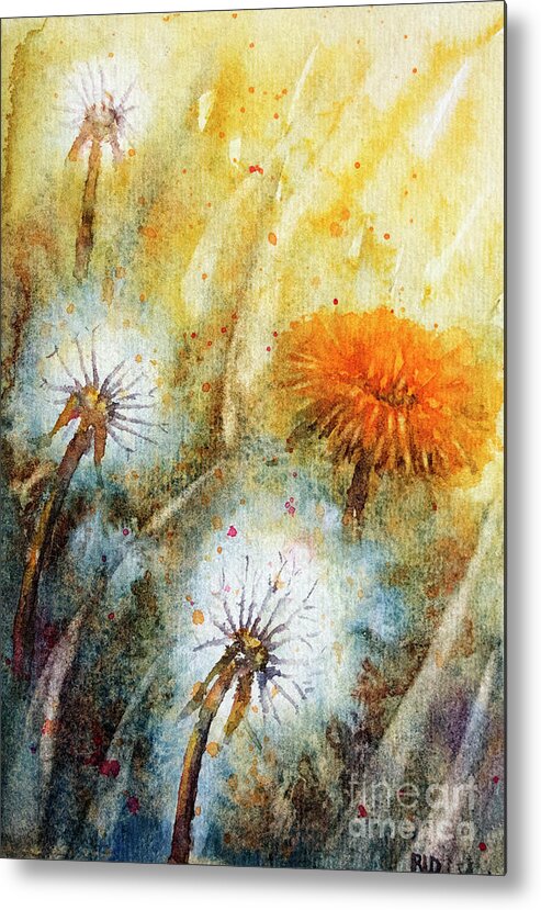 Dandelions Metal Print featuring the painting Dandelions by Rebecca Davis